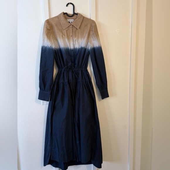 Elegant Ombre Blue and Tan Maxi Dress - Picture 1 of 7